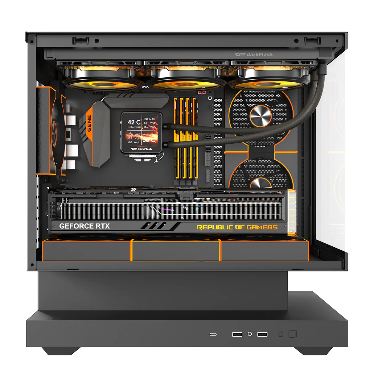 DarkFlash Floatron F1 Art Ultra TG Panel M-ATX PC Case (Black) - Image 17