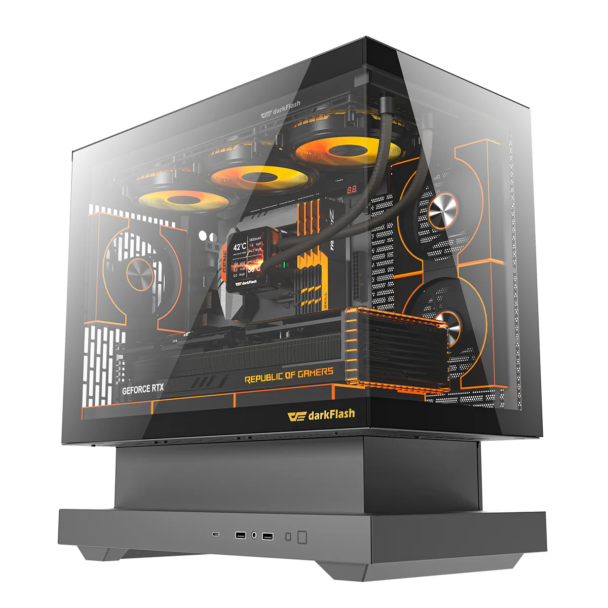 DarkFlash Floatron F1 Art Ultra TG Panel M-ATX PC Case (Black) - Image 3