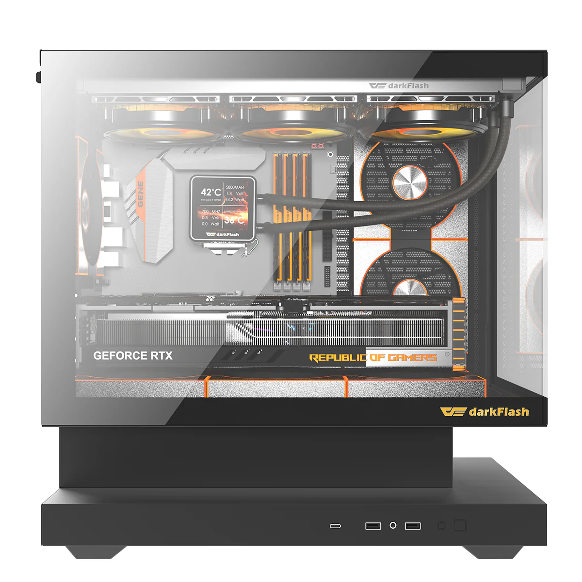 DarkFlash Floatron F1 Art Ultra TG Panel M-ATX PC Case (Black) - Image 5