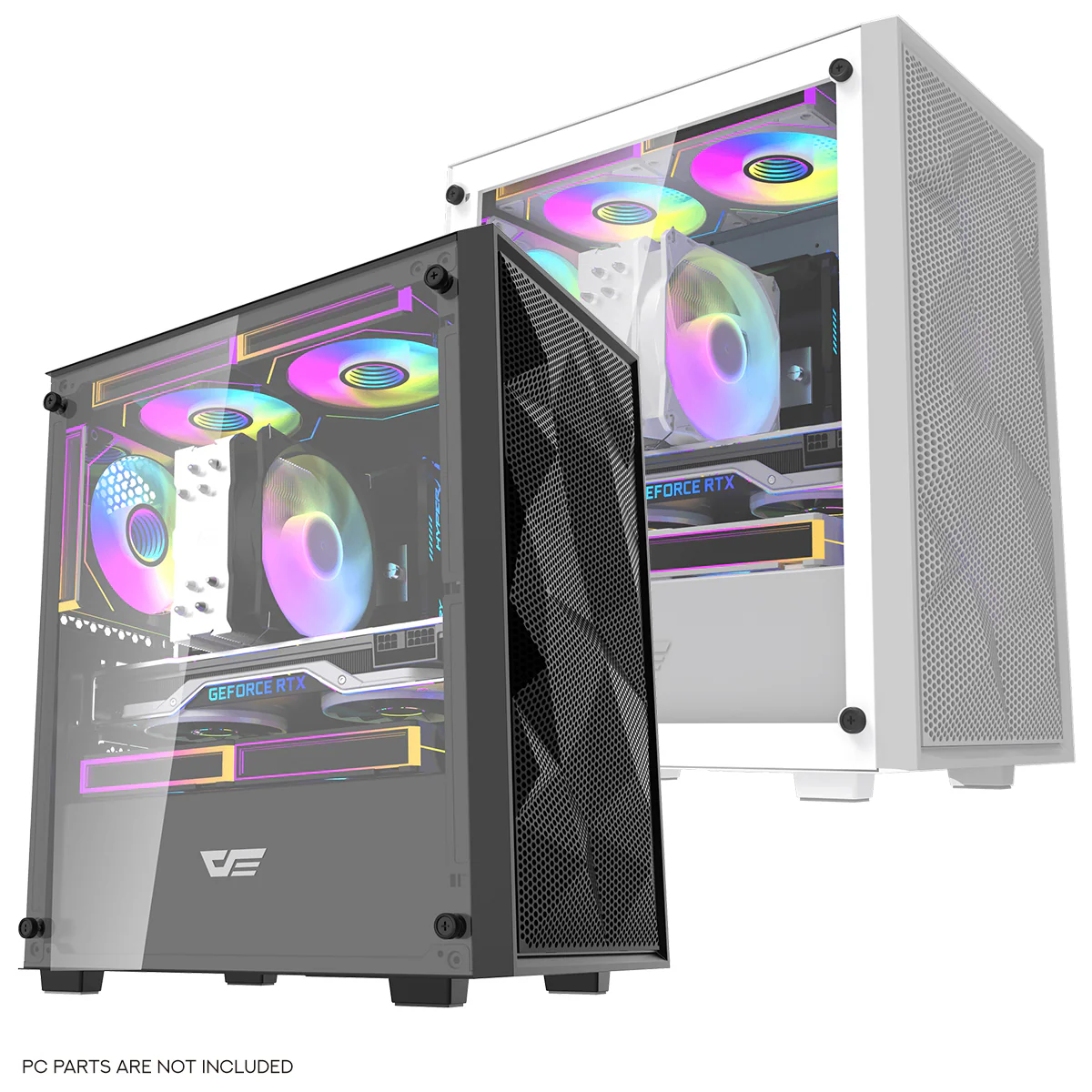 DarkFlash M305 Mesh TG Panel Luxury M-ATX PC Case (Black, White)