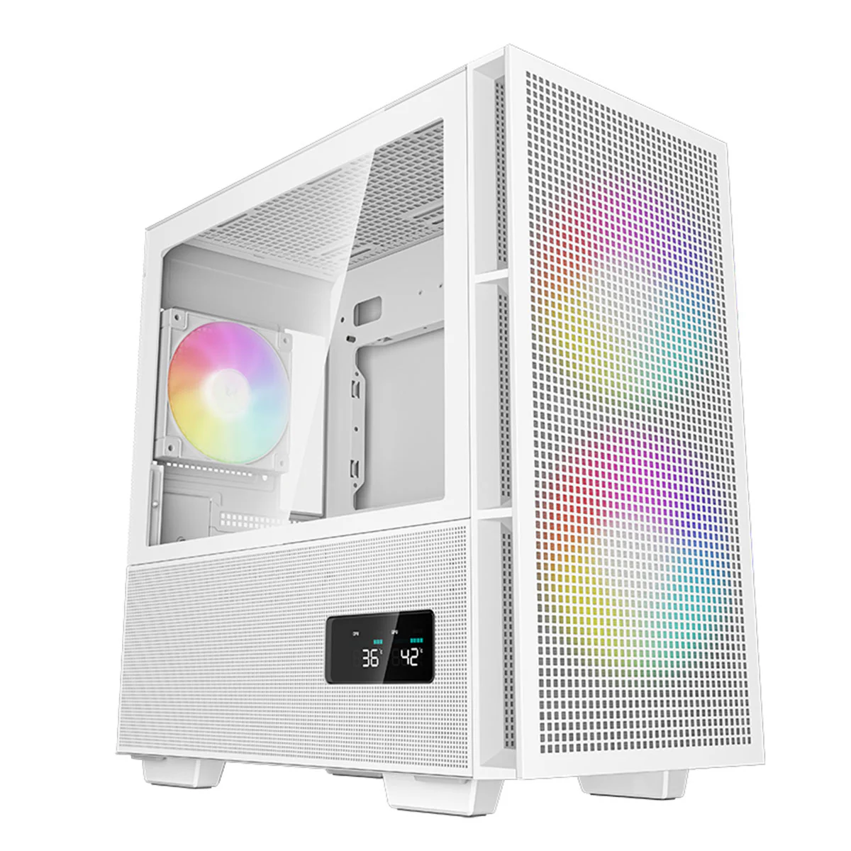 Deepcool CH360 Digital Micro Tower Mini-ITX/Micro ATX Case With Digital Display Screen With Tempered Glass Window (Black, White) - Image 13