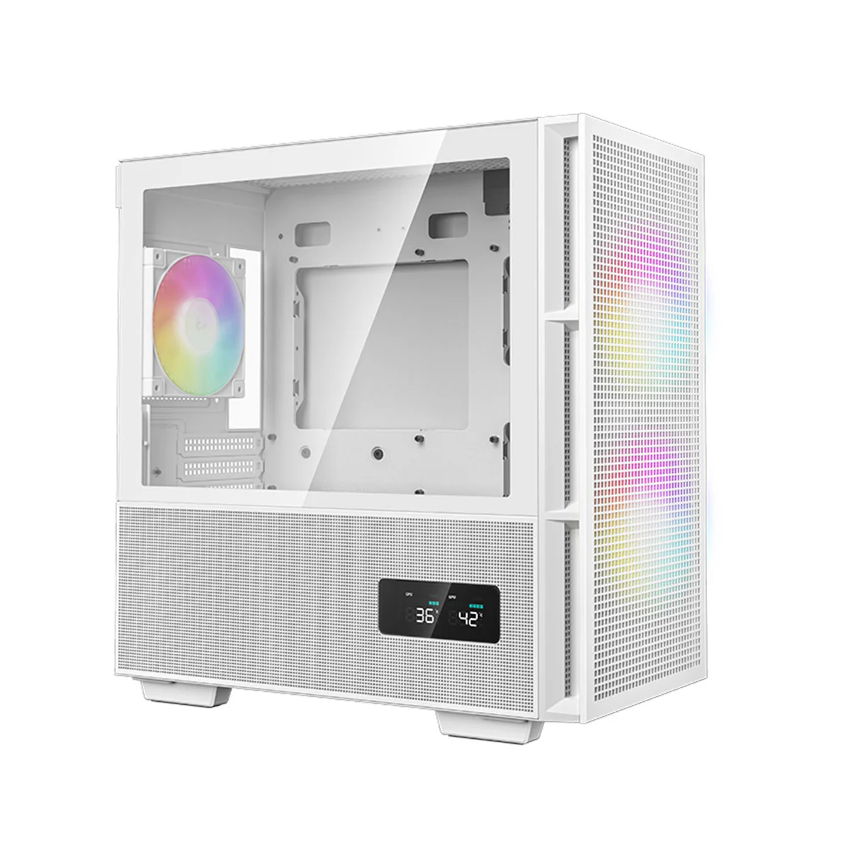 Deepcool CH360 Digital Micro Tower Mini-ITX/Micro ATX Case With Digital Display Screen With Tempered Glass Window (Black, White) - Image 14