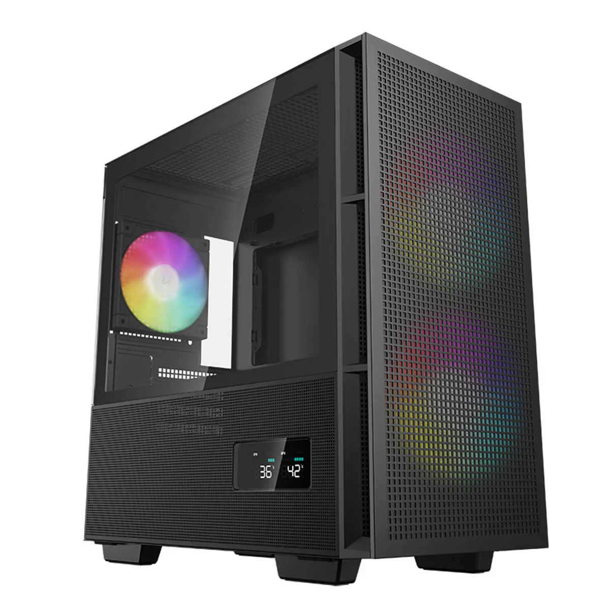 Deepcool CH360 Digital Micro Tower Mini-ITX/Micro ATX Case With Digital Display Screen With Tempered Glass Window (Black, White) - Image 2