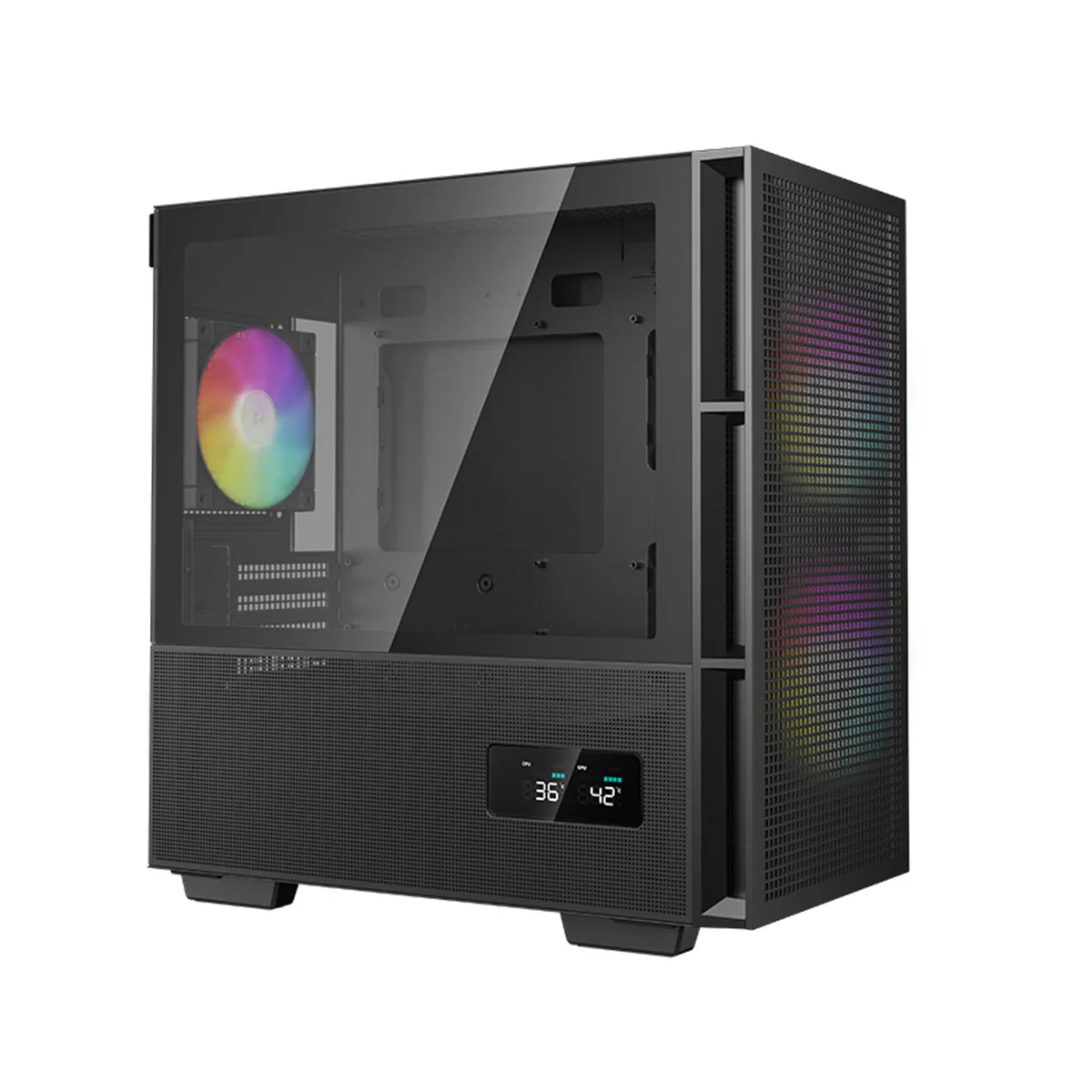 Deepcool CH360 Digital Micro Tower Mini-ITX/Micro ATX Case With Digital Display Screen With Tempered Glass Window (Black, White) - Image 3