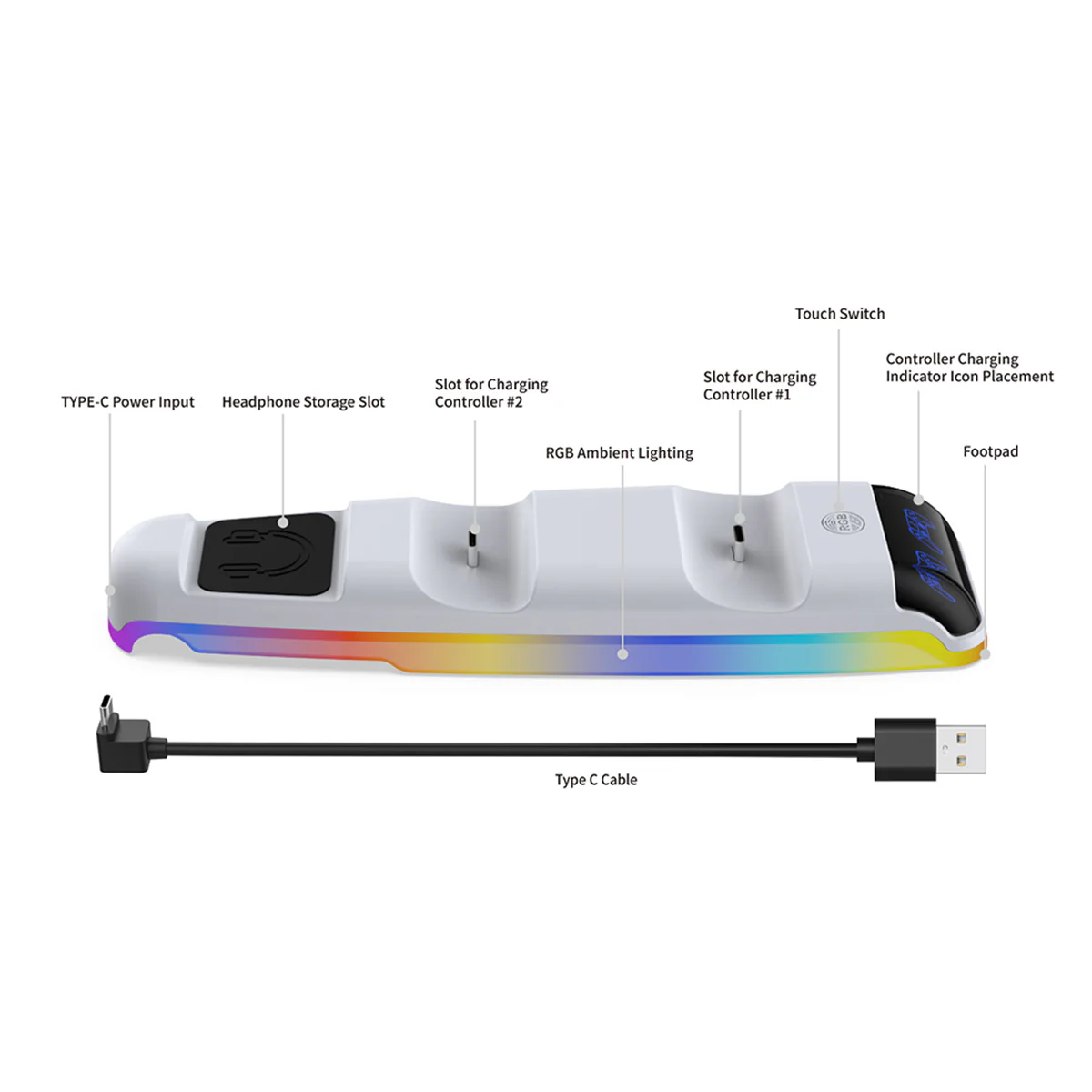 Dobe Charging Dock for PS5 Slim Controller (White) TP5-3597 - Image 4