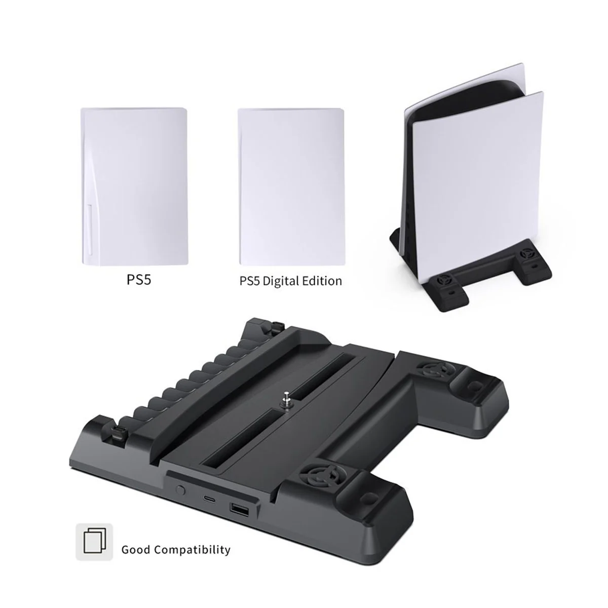 Dobe Multifunctional Cooling & Charging Stand For PS5 / PS5 Slim (Black) TP5-0593S - Image 4