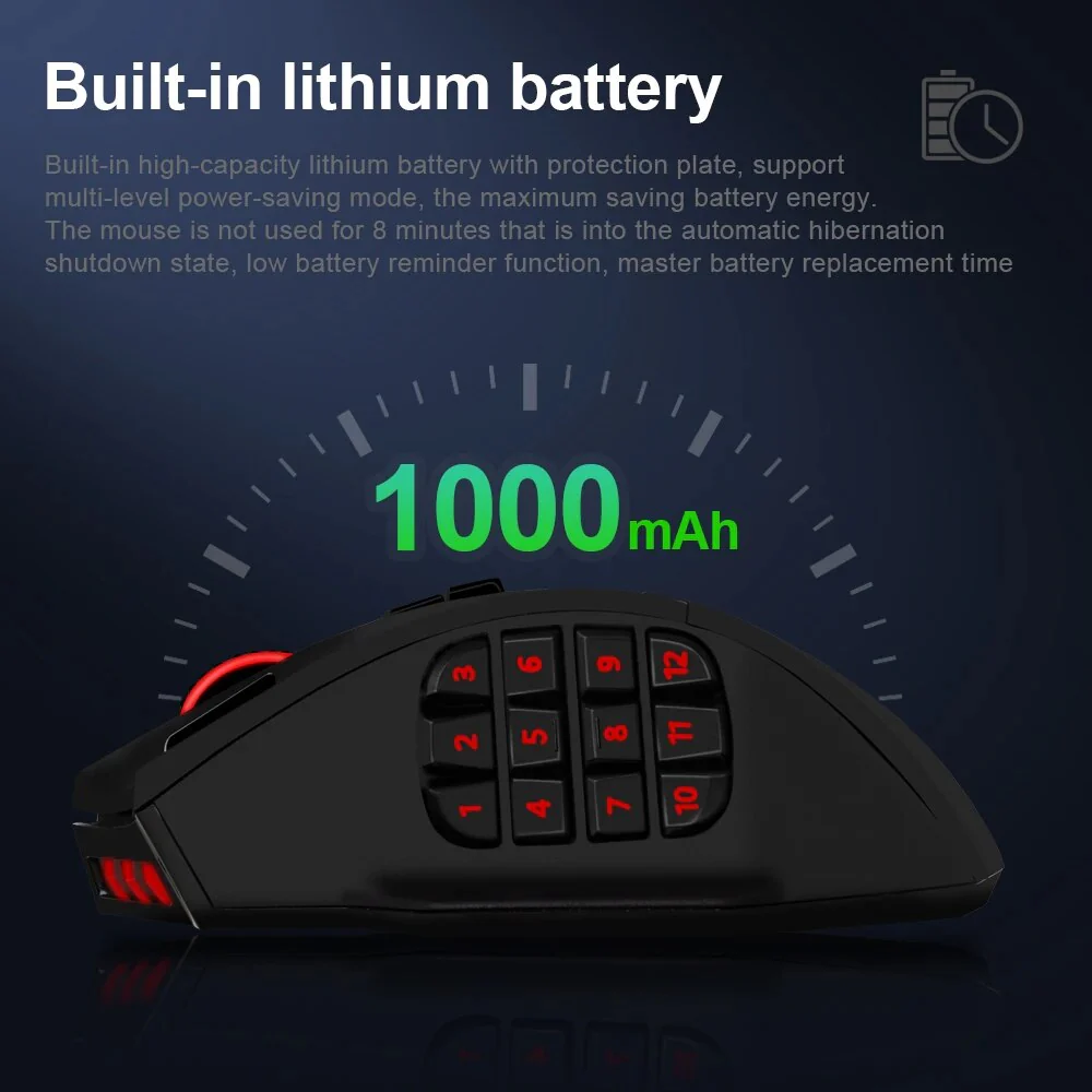 E-Yooso X-33 RGB Wireless Gaming Mouse (Black, White) - Image 3
