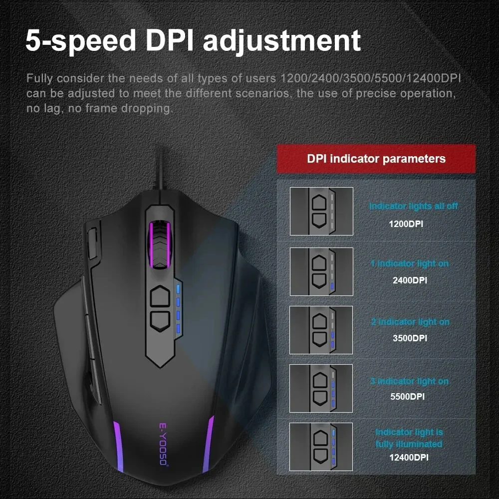 E-Yooso X-41 RGB Wired Gaming Mouse (Black) - Image 3