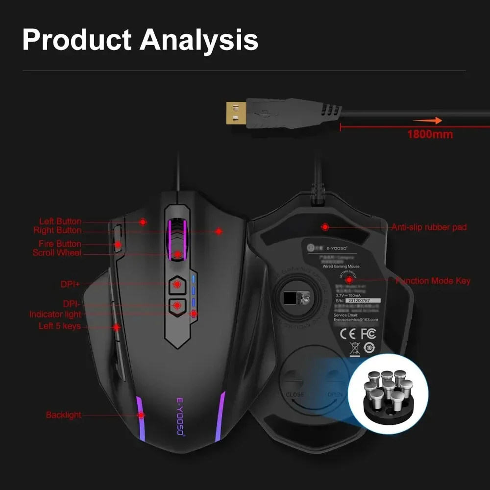 E-Yooso X-41 RGB Wired Gaming Mouse (Black) - Image 5