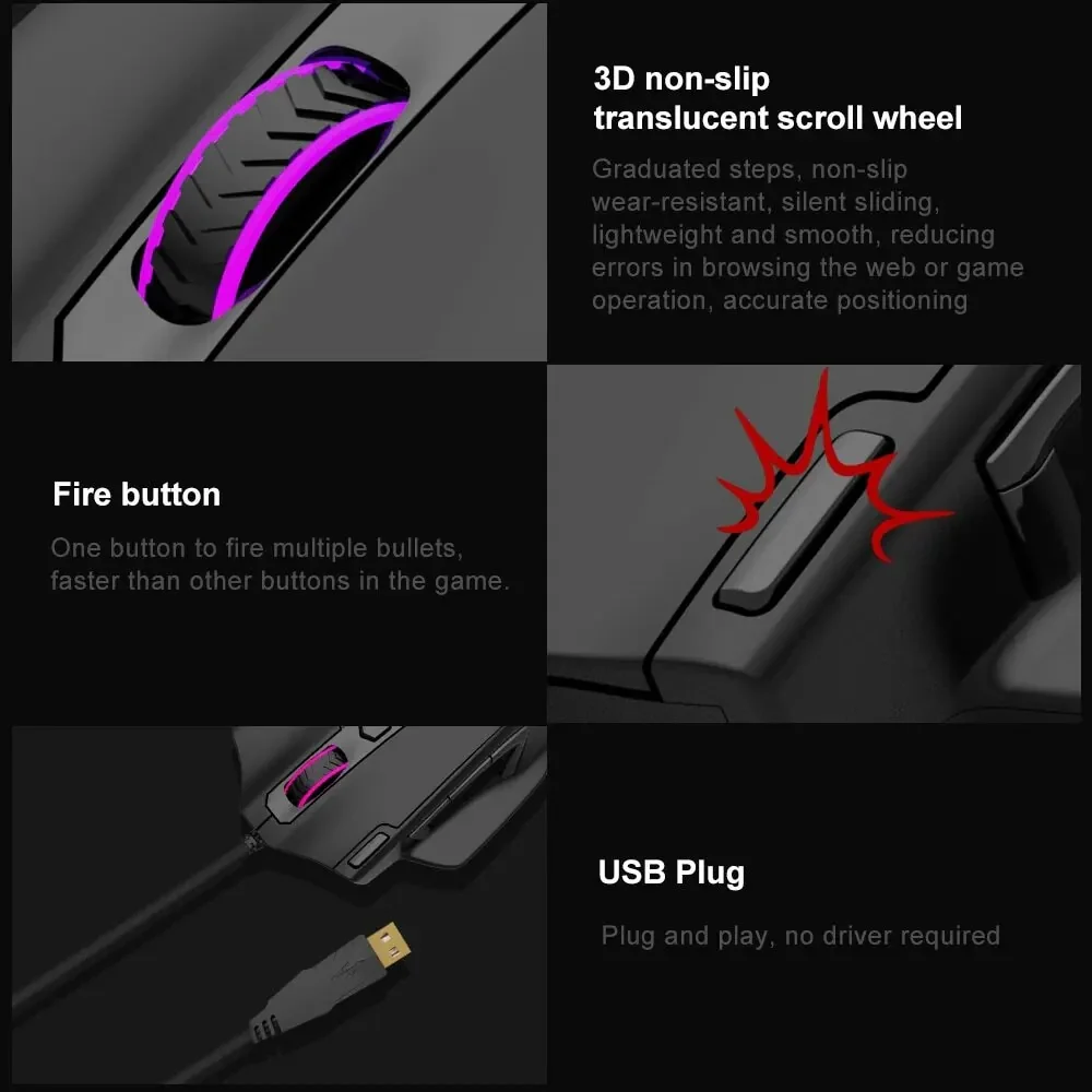 E-Yooso X-41 RGB Wired Gaming Mouse (Black) - Image 6