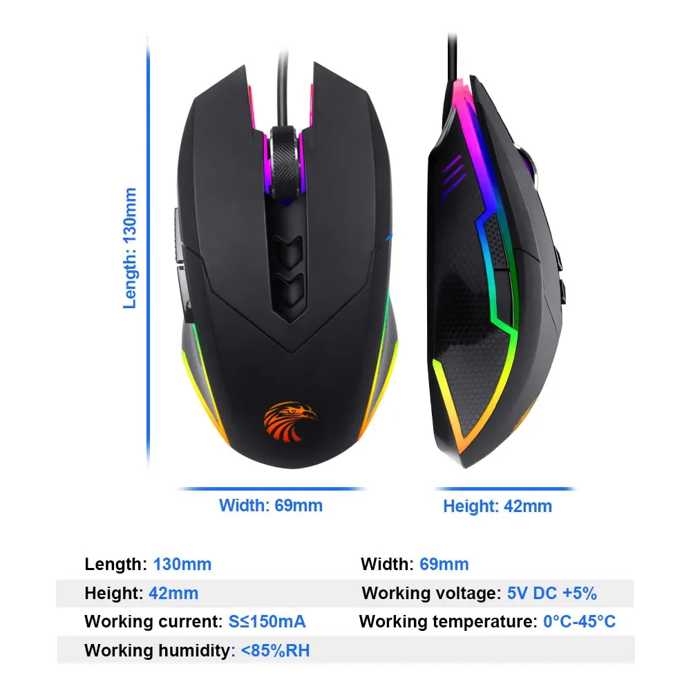 E-Yooso X-5 RGB Wired Gaming Mouse (Black) - Image 2