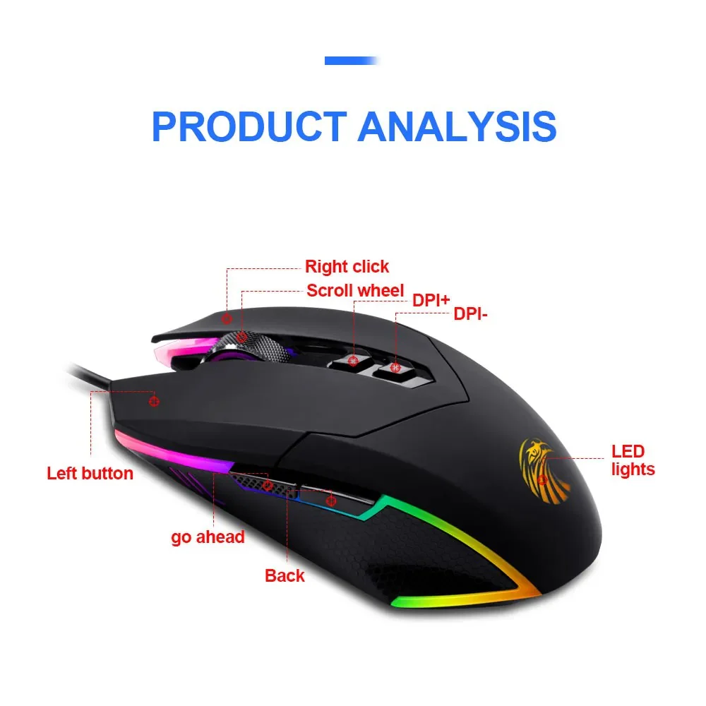 E-Yooso X-5 RGB Wired Gaming Mouse (Black) - Image 3