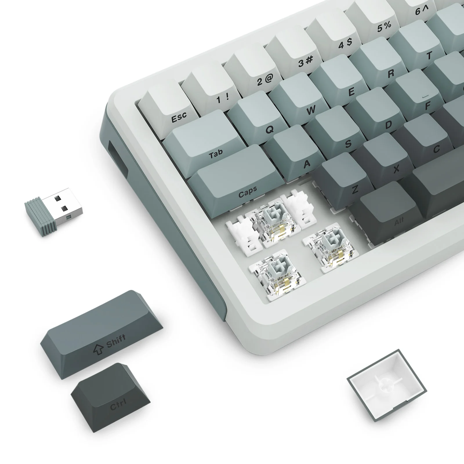 E-Yooso Z-68 Tri-Mode RGB 67 Keys Mechanical Keyboard Gradient Grey (Silverwood Switch) - Image 5