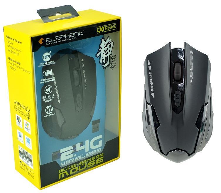 Elephant Extreme 2.4G Wireless Blue-Sensor Mouse (ELE-M519-BLACK) - Image 3