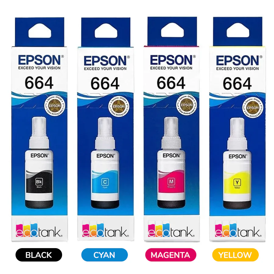 Epson 70ml Ink Bottle (Black, Cyan, Magenta, Yellow) (C13T664100, C13T664200, C13T664300, C13T664400)