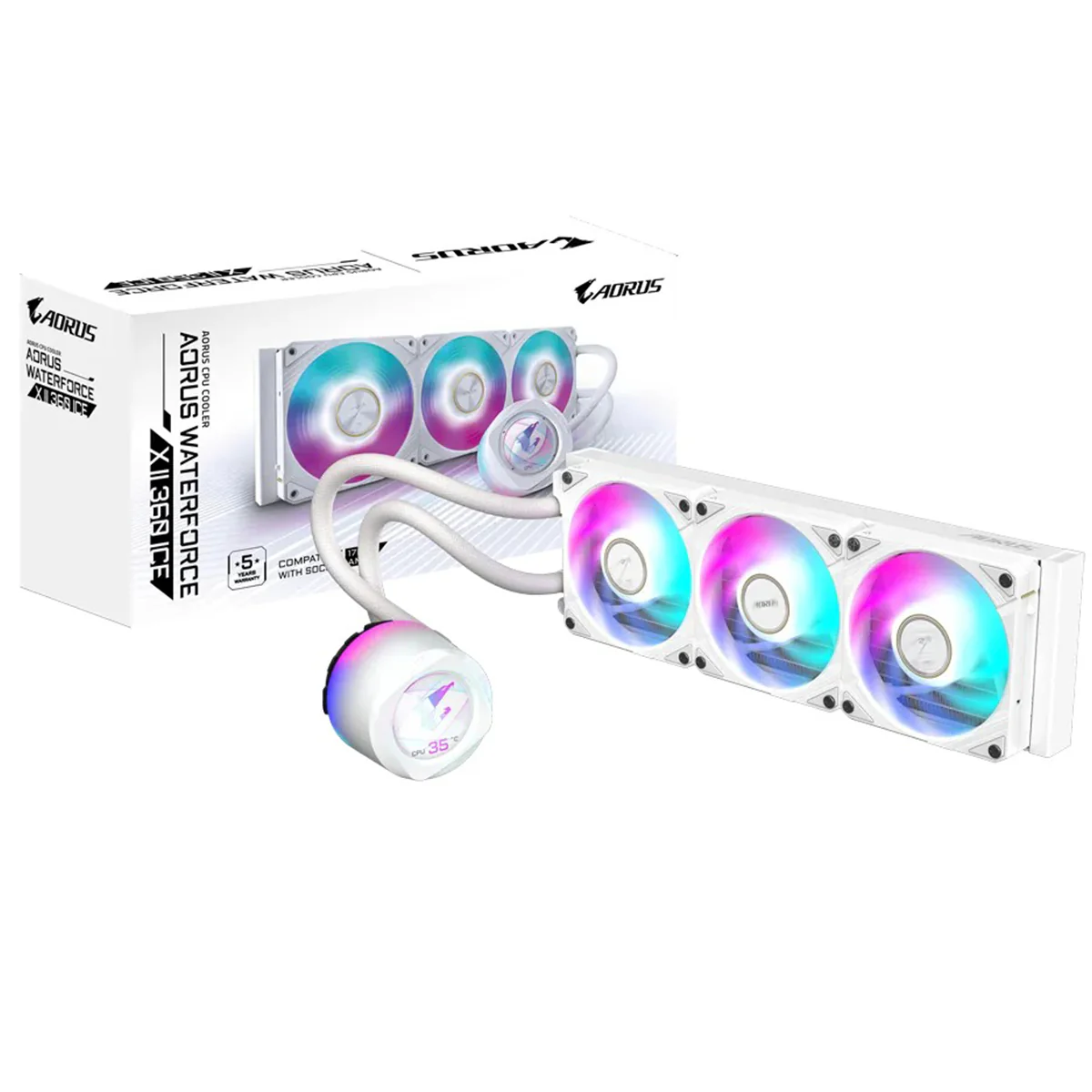 Gigabyte Aorus Waterforce X II 360 Ice CPU Cooler (White) - Image 5