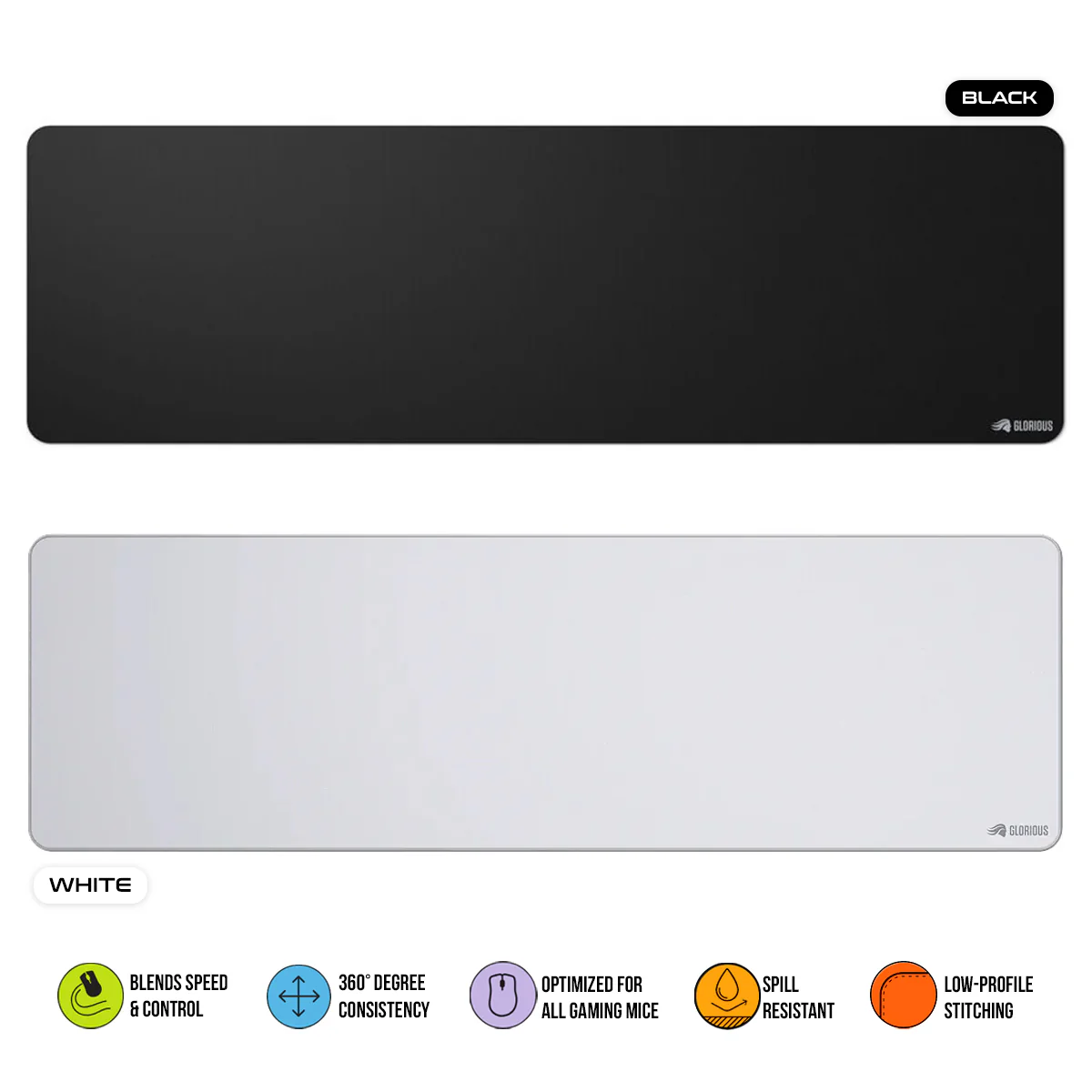 Glorious GMP 2 Large Extended Stitched Cloth Gaming Mousepad (Black, White)