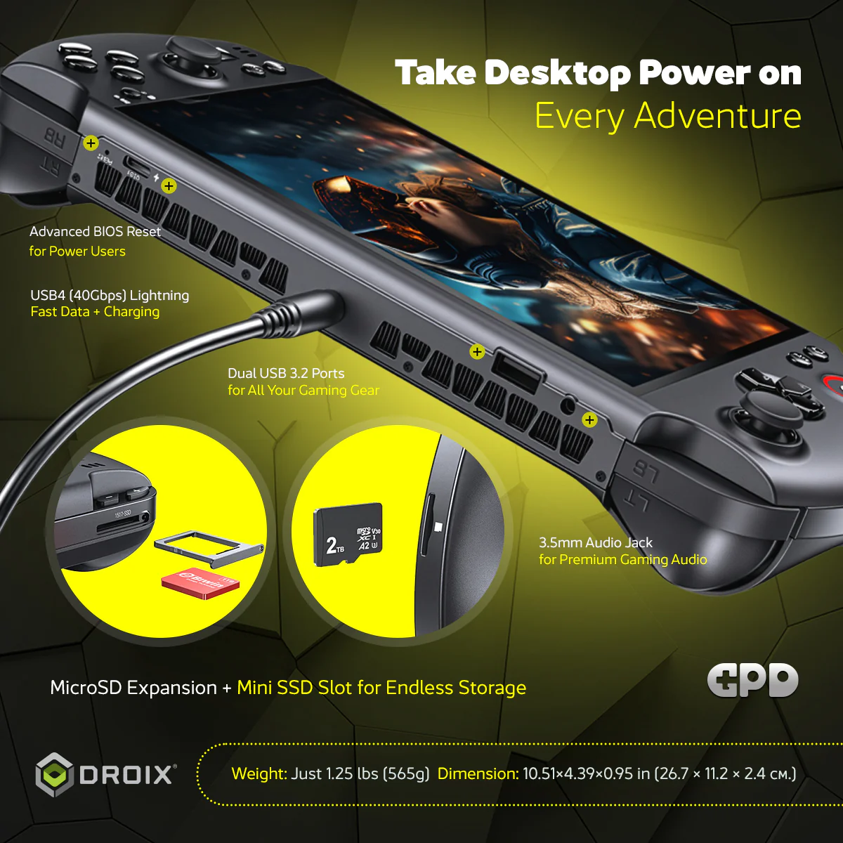 GPD Win 5 AMD Ryzen AI Max+ 395 7" (1920x1080) 120Hz Gaming Display 32GB RAM LPDDR5X-8000MT/S + 2TB SSD AMD Radeon 8060S (RDNA3.5) Windows 11 Handheld Gaming Console (Black) + GPD Win 5 Protection Case - Image 4