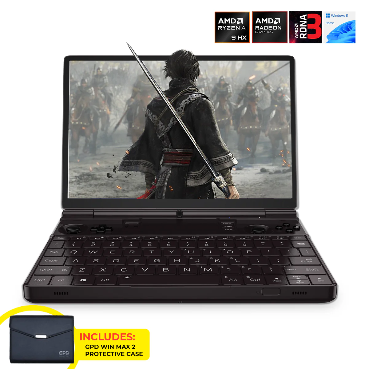 GPD Win Max 2 2025 AMD Ryzen AI 9 HX 370 10.1" WQXGA (2560X1600) IPS 64GB RAM LPDDR5X-7500MT/S 2TB SSD AMD Radeon 890M Graphics (RDNA3) Windows 11 Handheld Gaming PC + GPD Win Max 2 Protective Case
