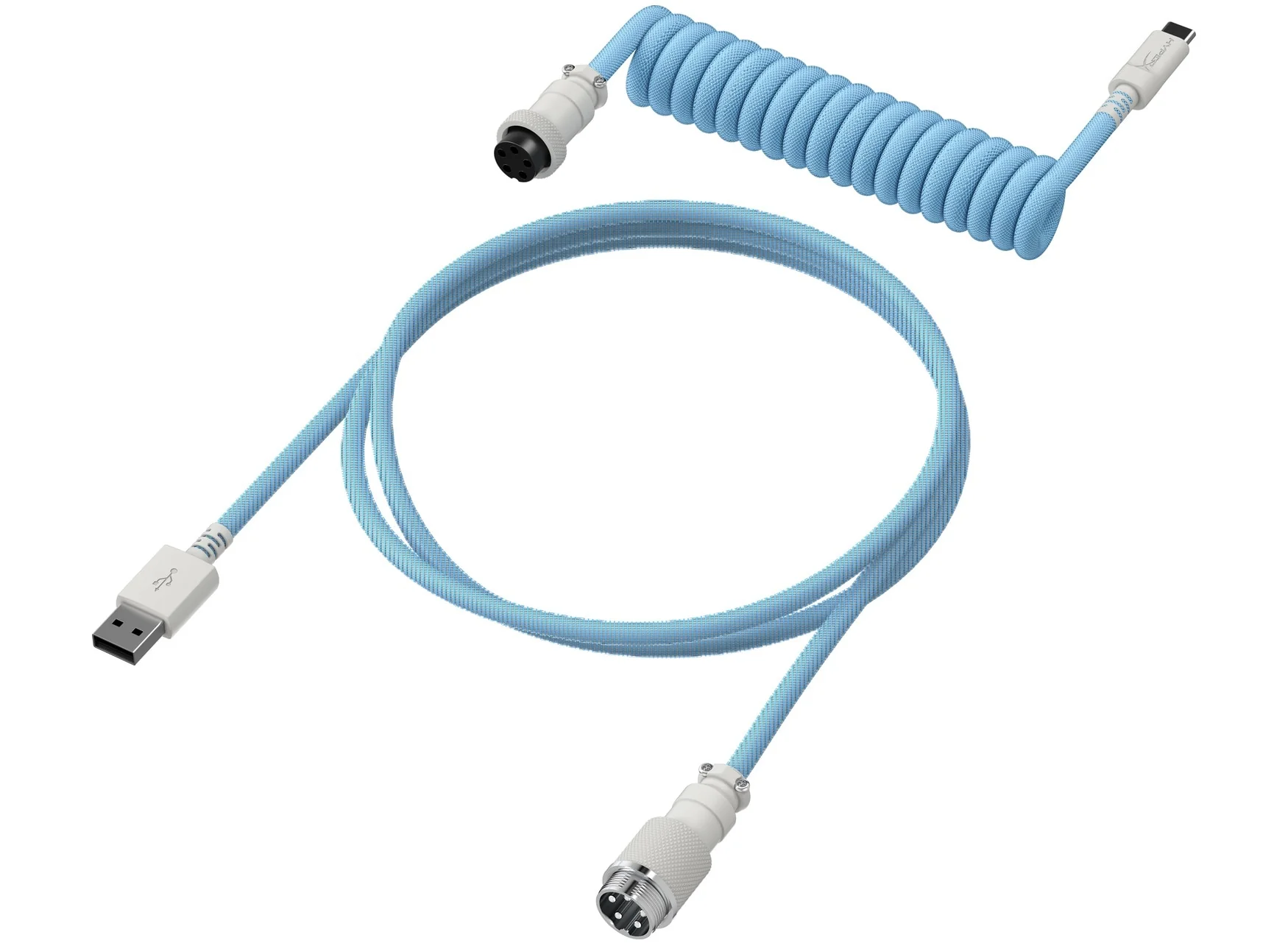 HyperX USB-C Coiled Cable (Light Blue/White) (6J680AA) - Image 2
