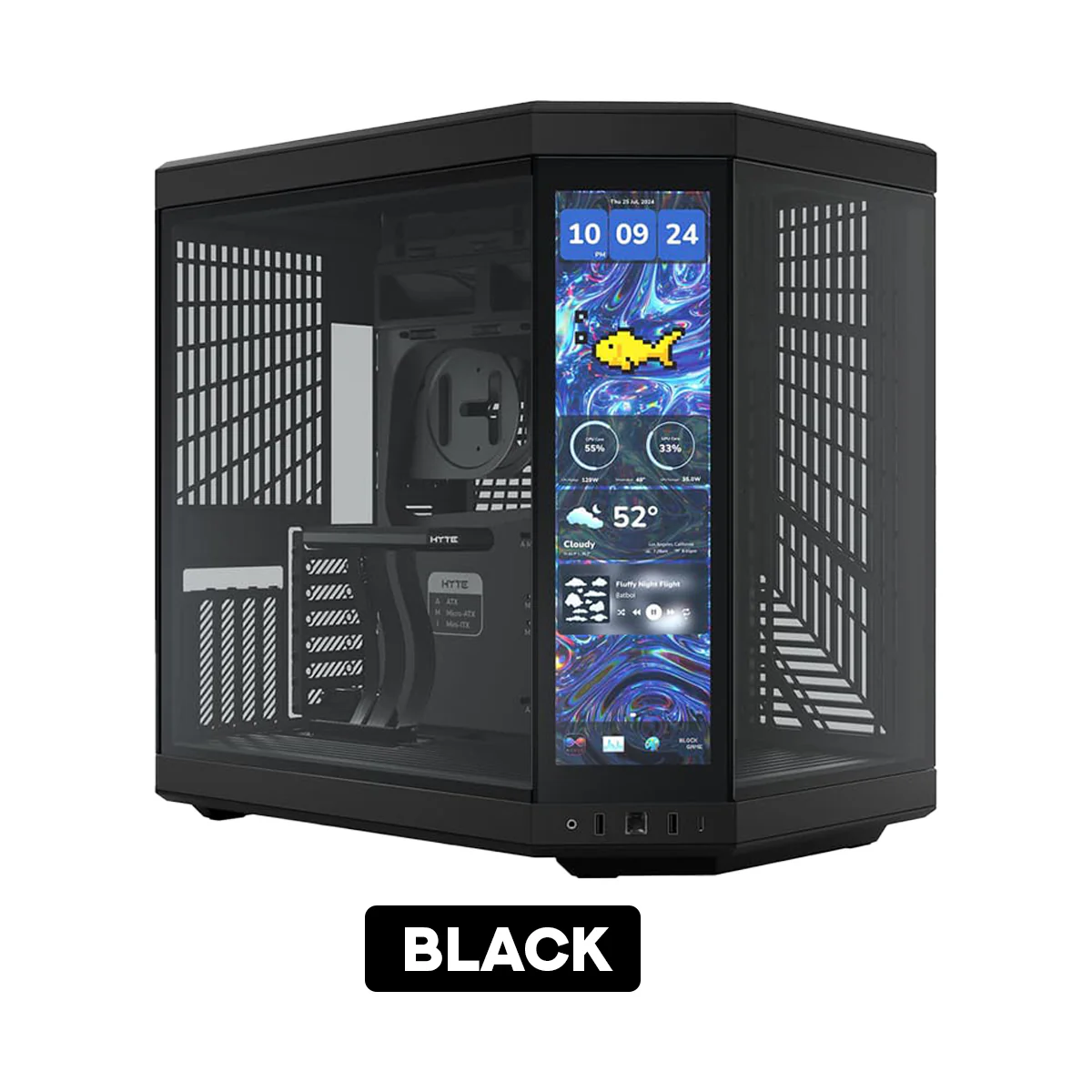Hyte Y70 Touch Infinite 3rd Gen Dual Chamber ATX Mid Tower Modern Aesthetic Case with 14.9" LCD Screen (Snow White, Pitch Black) (CS-HYTE-Y70TTI-WW, CS-HYTE-Y70TTI-BB) - Image 2