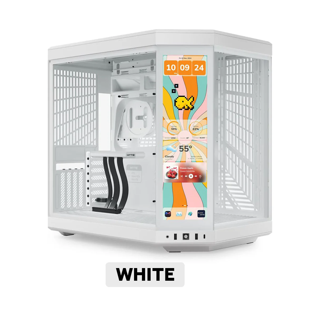 Hyte Y70 Touch Infinite 3rd Gen Dual Chamber ATX Mid Tower Modern Aesthetic Case with 14.9" LCD Screen (Snow White, Pitch Black) (CS-HYTE-Y70TTI-WW, CS-HYTE-Y70TTI-BB) - Image 8