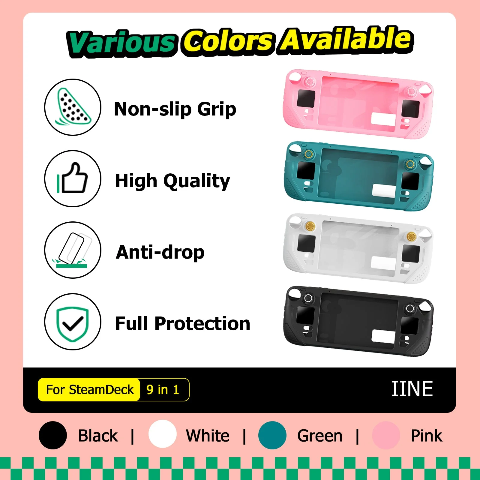 IINE 9 In 1 Accessories Bundle For Steam Deck (Pink) (L757) - Image 5
