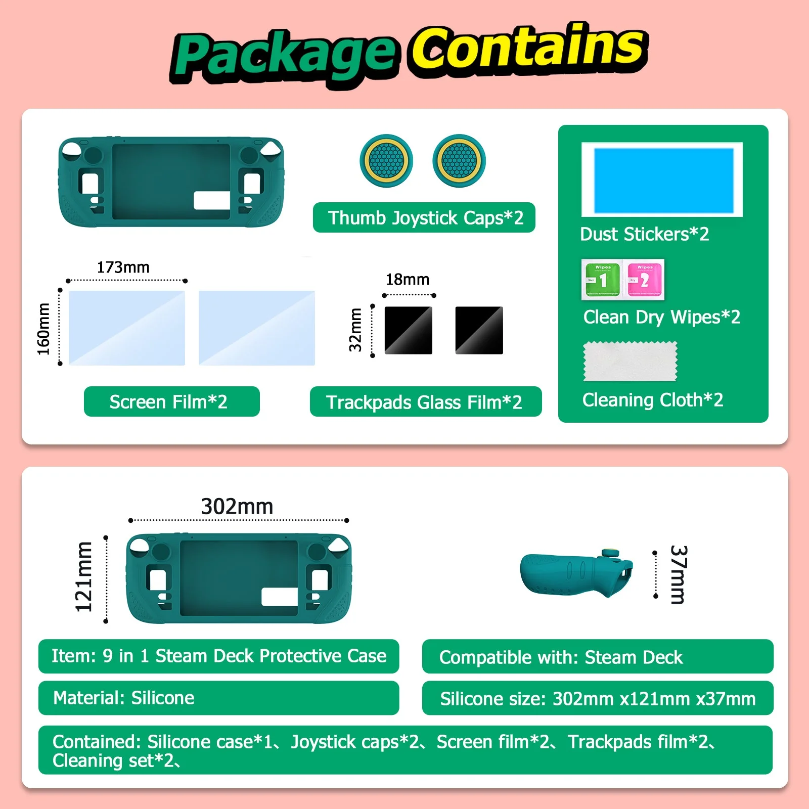 IINE 9 In 1 Accessories Bundle For Steam Deck (Pink) (L757) - Image 6
