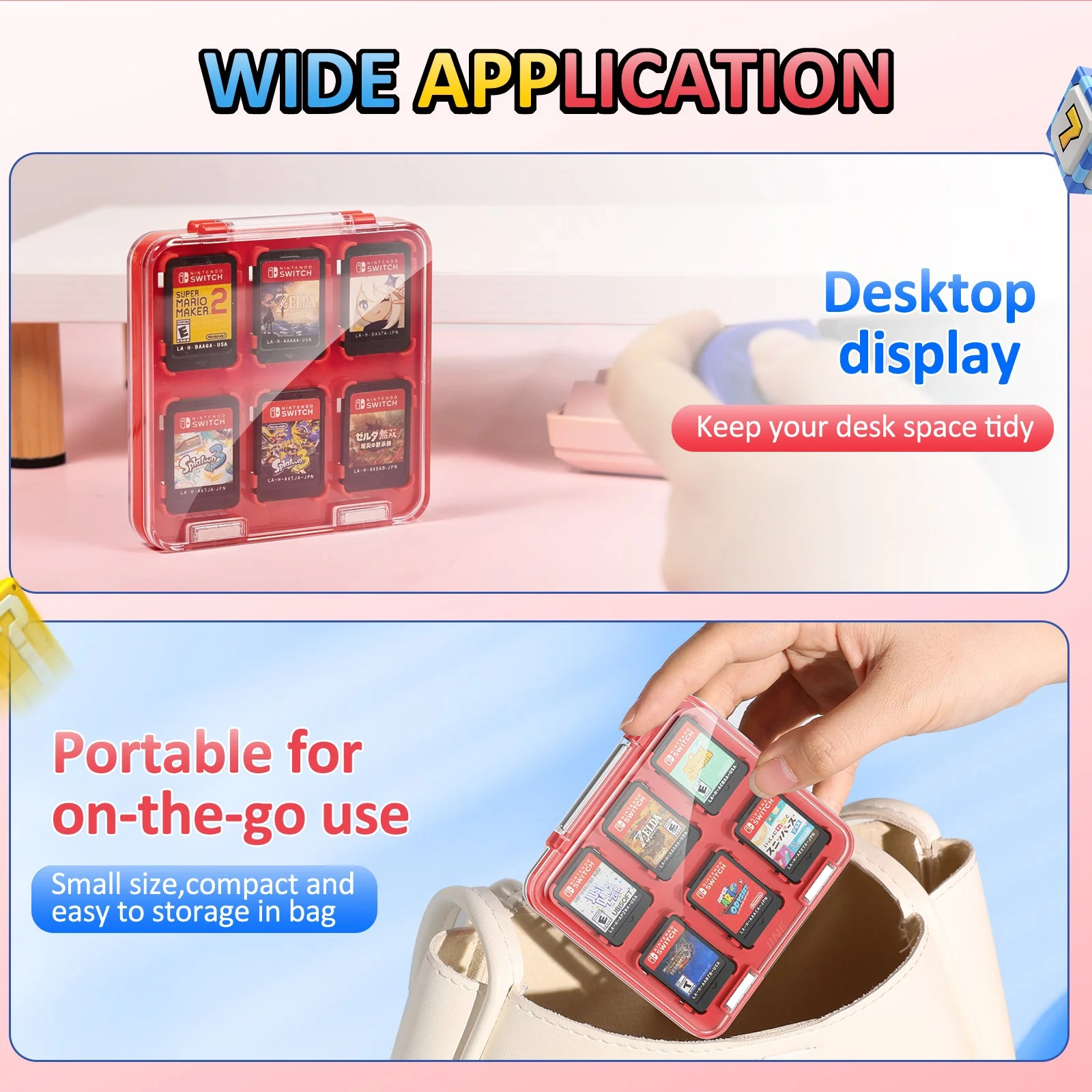 IINE Game Card Case for Nintendo Switch (Transparent Red) (L1016) - Image 3