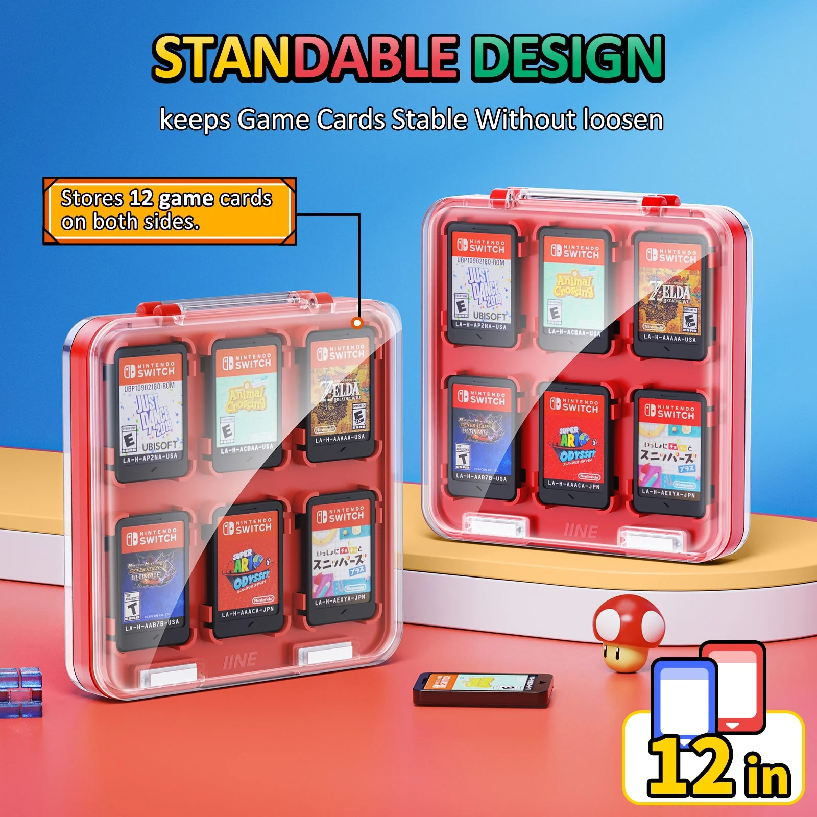 IINE Game Card Case for Nintendo Switch (Transparent Red) (L1016) - Image 5