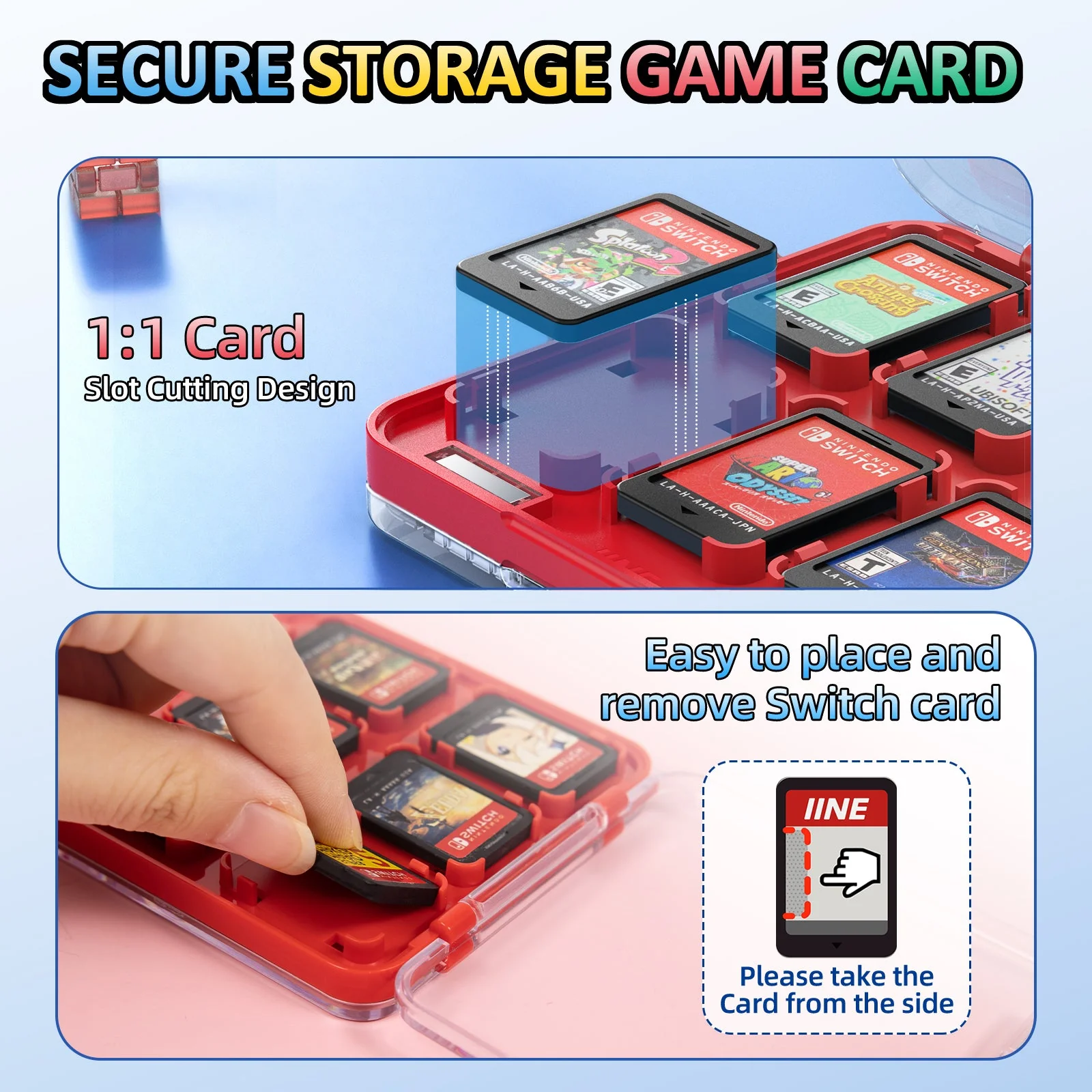 IINE Game Card Case for Nintendo Switch (Transparent Red) (L1016) - Image 7