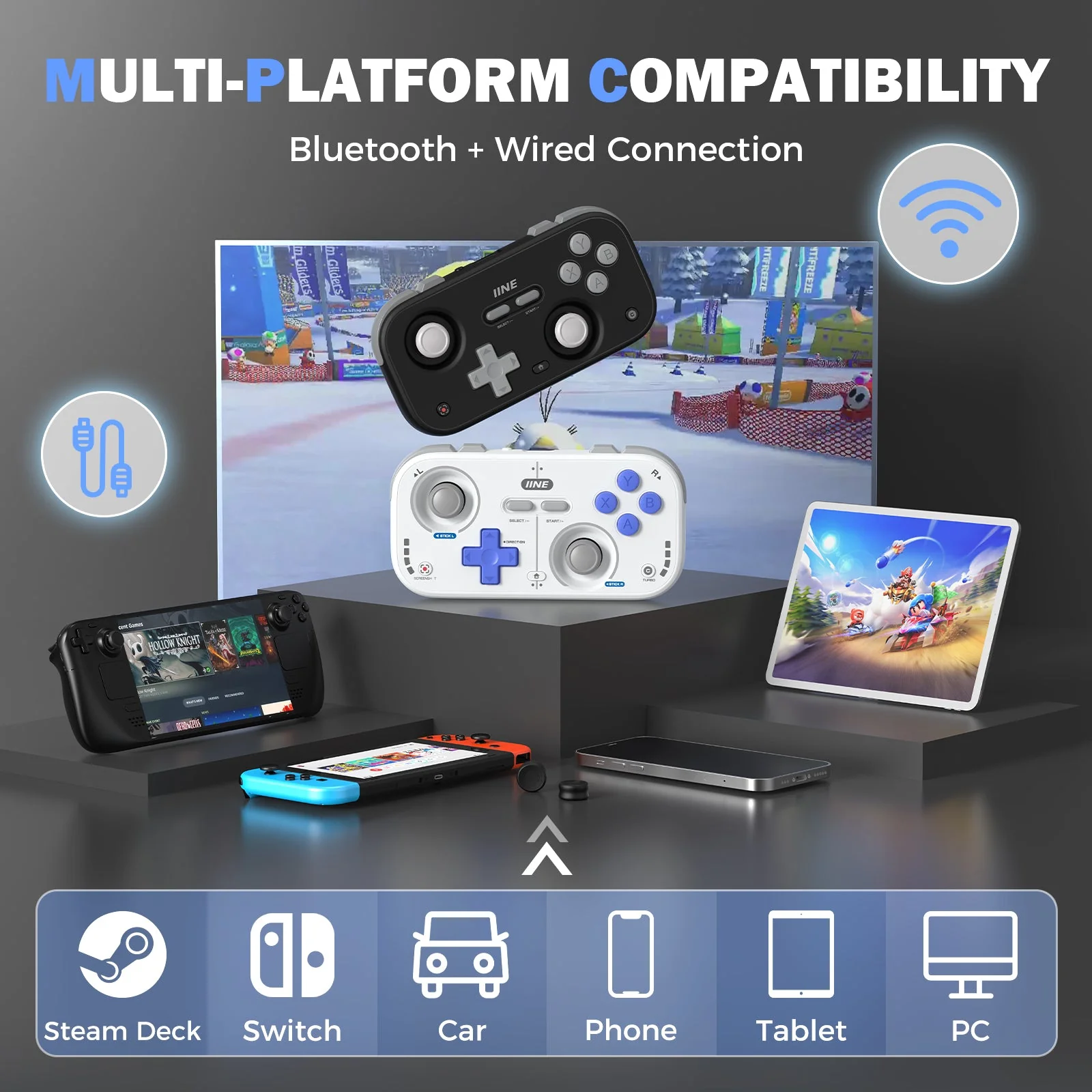 IINE Palm-Sized Retro Chronos Controller (Vintage Grey, Classic Black) (L1031, L1032) - Image 5