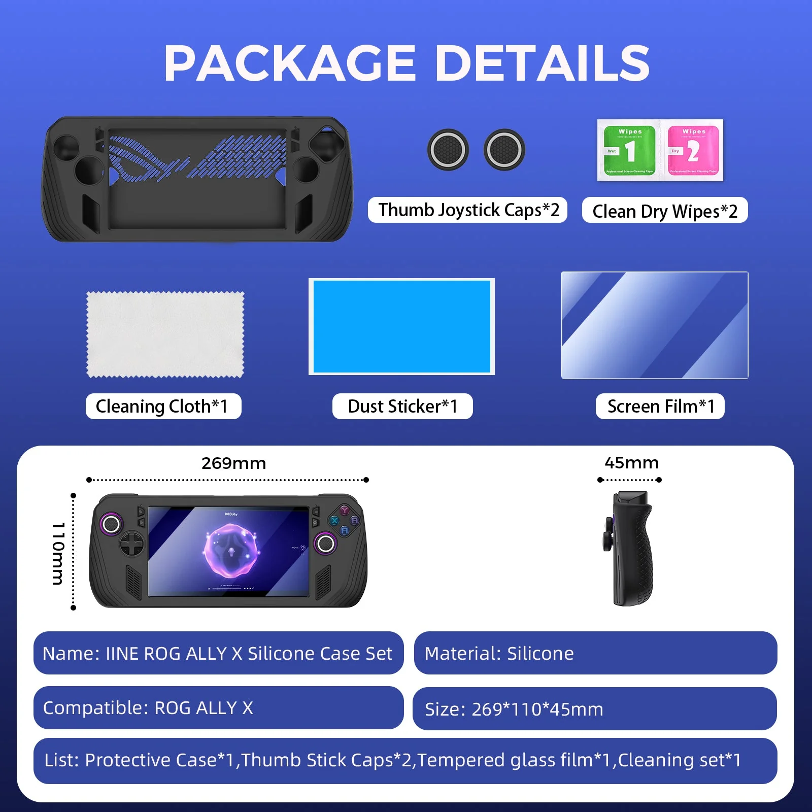IINE Silicone Case Set for ROG Ally X (Black) (L1043) - Image 8
