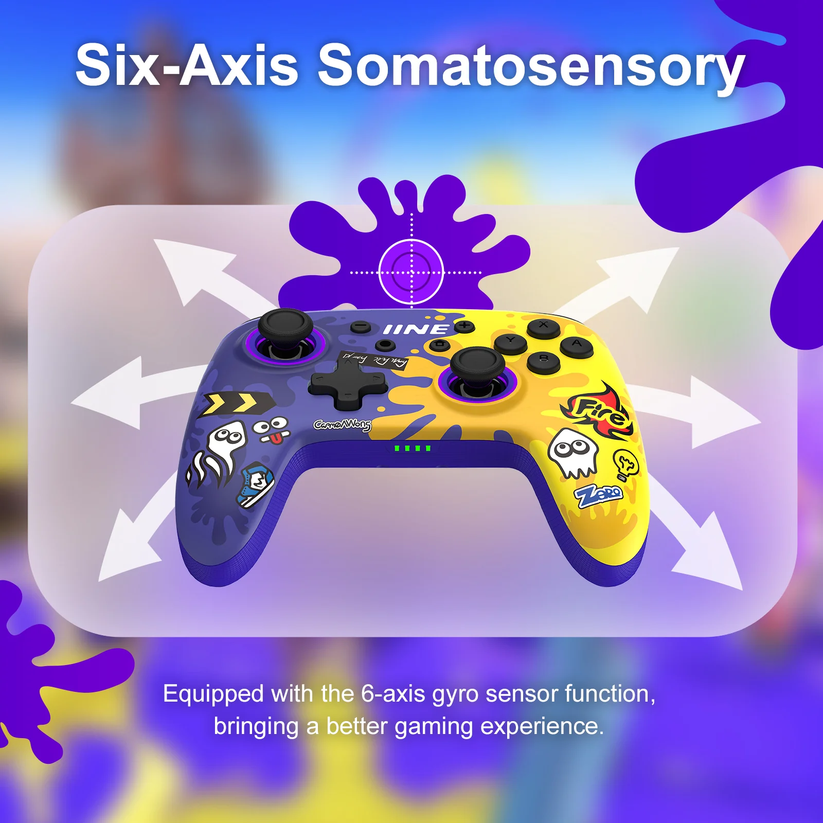 IINE Wireless Controller Purple & Yellow For Switch / Switch OLED (L709) - Image 6