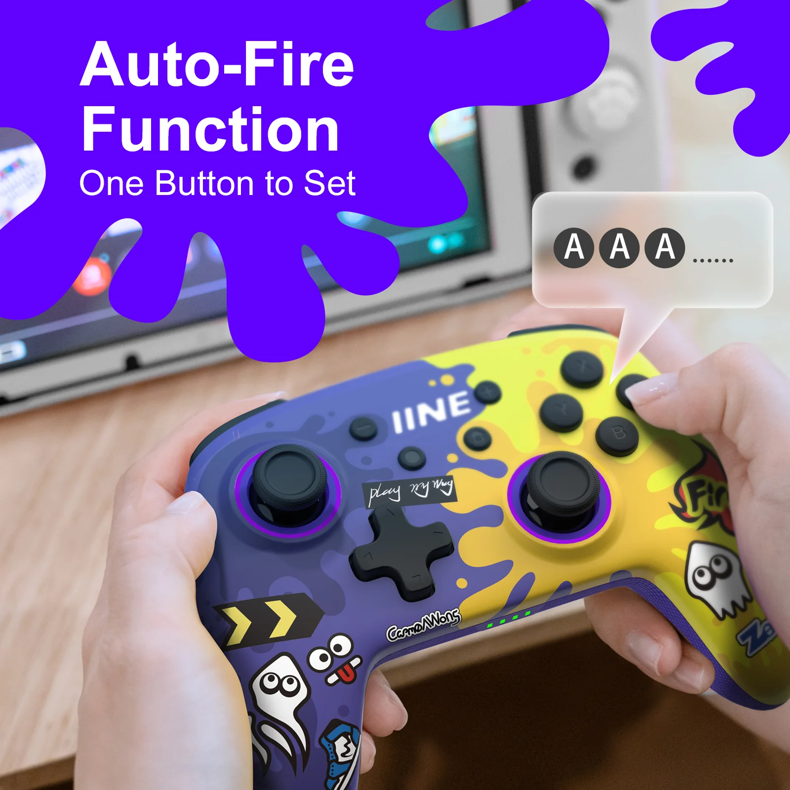 IINE Wireless Controller Purple & Yellow For Switch / Switch OLED (L709) - Image 7