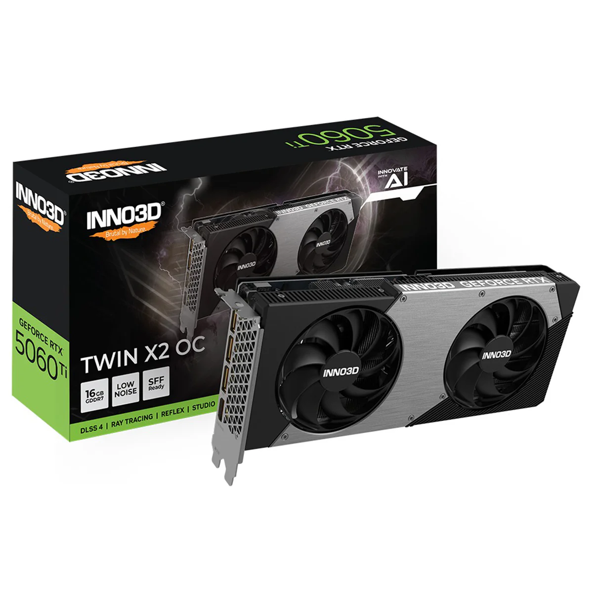 INNO3D GeForce RTX 5060 Ti TWIN X2 OC 16GB GDDR7 Graphics Card (Black) (N506T2-16D7X-191073N) - Image 5