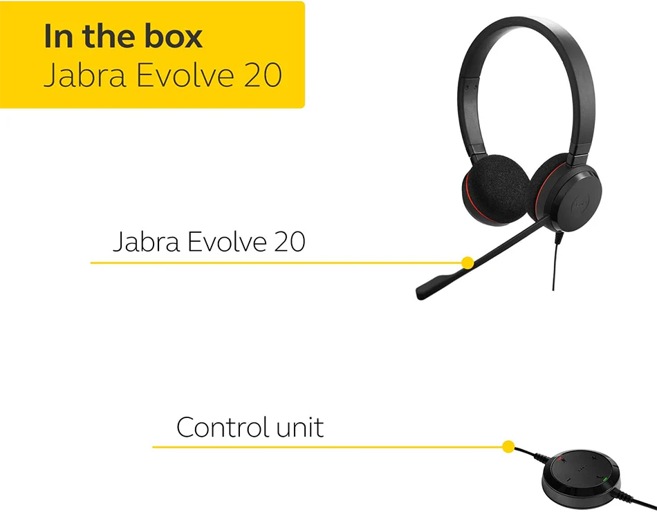 Jabra Evolve 20 Stereo UC USB-C/A Noise-Cancelling Headset (Black) - Image 5