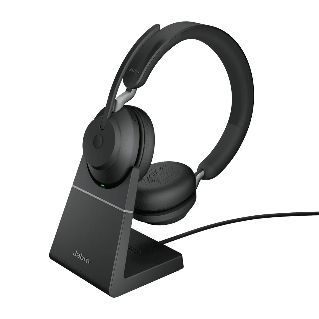 Jabra Evolve2 65 Link390A UC Stereo Wireless Headset w/ Charging Stand (Black) - Image 2