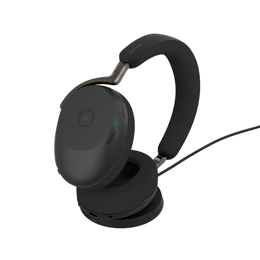Jabra Evolve3 85 MS link390c USB-C Wireless Headset With Dongle & Wireless Charging Pad (Black) - Image 5