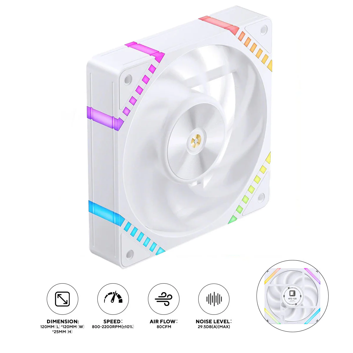 Jonsbo HF2-120W 120MM High Performance Fan (White)
