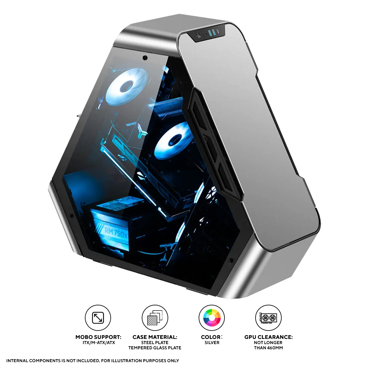 Jonsbo TR03-A Aluminum Panel ATX Equilateral Triangle Computer Case (Silver)