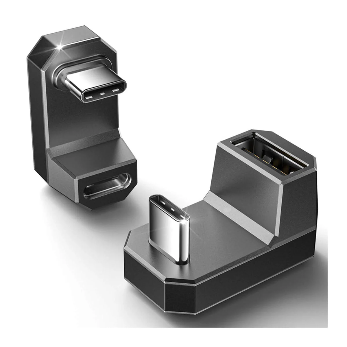 JSAUX 180° USB-C to C & A Adapter Set (Black) (DD0009) - Image 2