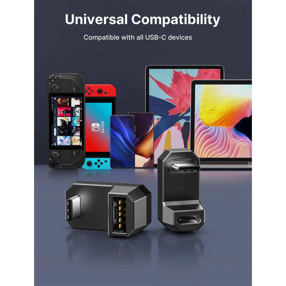 JSAUX 180° USB-C to C & A Adapter Set (Black) (DD0009) - Image 7