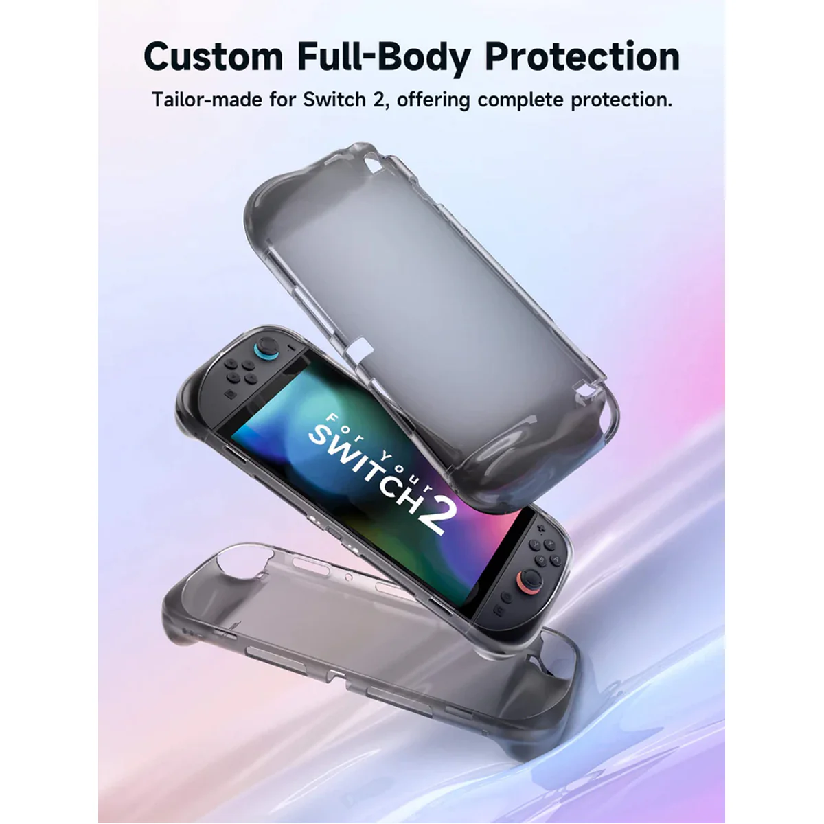 JSAUX Integrated Soft TPU Protective Case for Nintendo Switch 2 (Transparent Black, Transparent) (PC0115) - Image 2