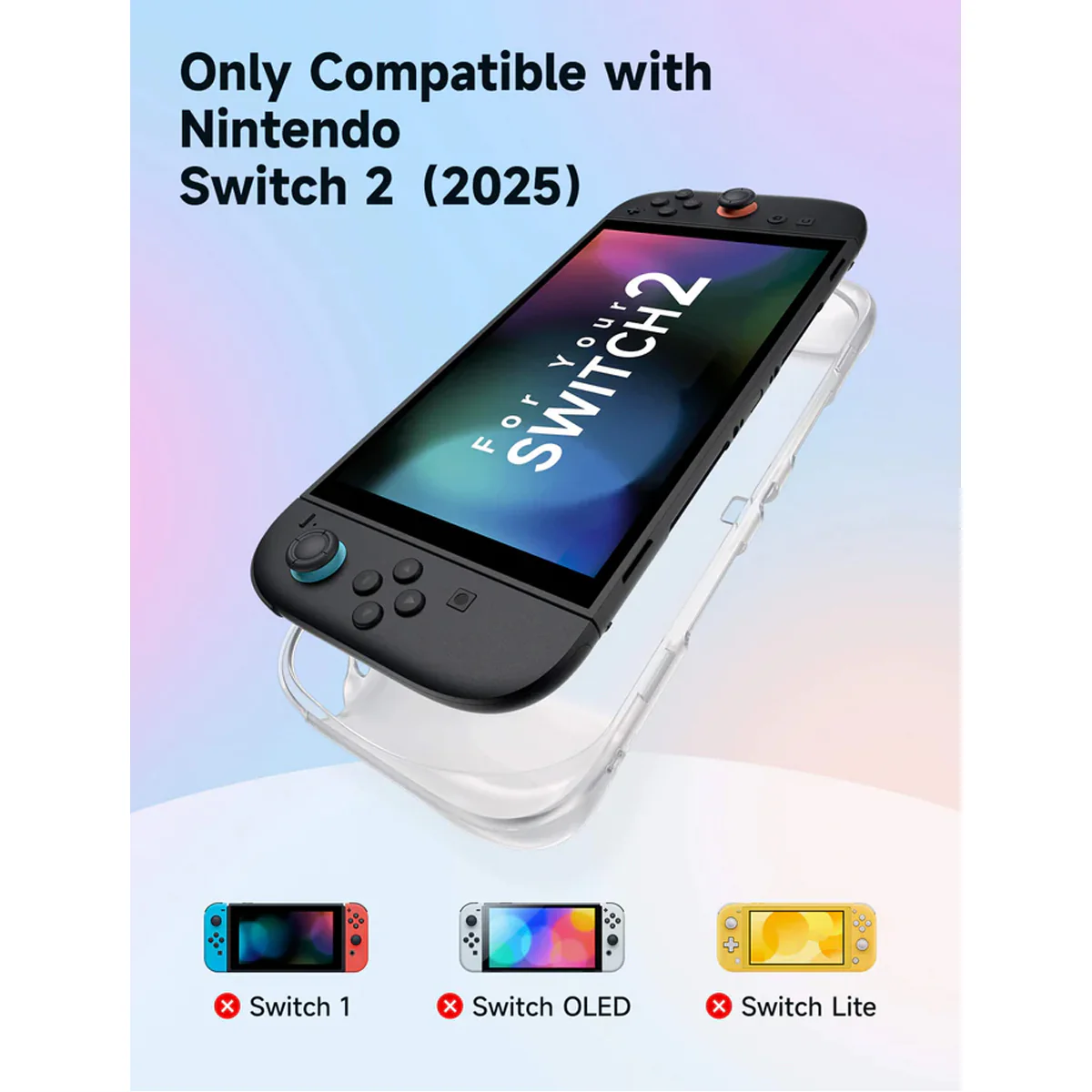 JSAUX Integrated Soft TPU Protective Case for Nintendo Switch 2 (Transparent Black, Transparent) (PC0115) - Image 3