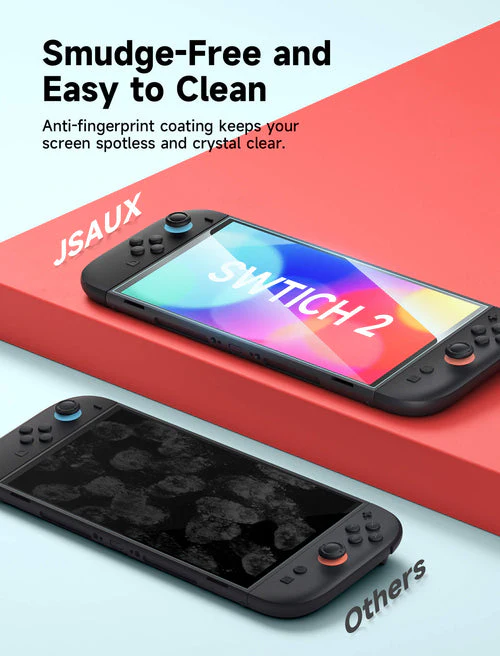 JSAUX Ultra Clear HD Tempered Glass Screen Protector 2-Pack for Nintendo Switch 2 (GP0123) - Image 7