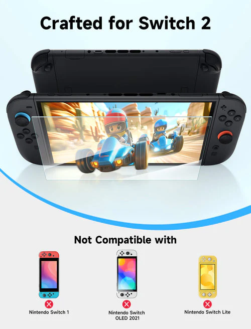 JSAUX Ultra Clear HD Tempered Glass Screen Protector 2-Pack for Nintendo Switch 2 (GP0123) - Image 9