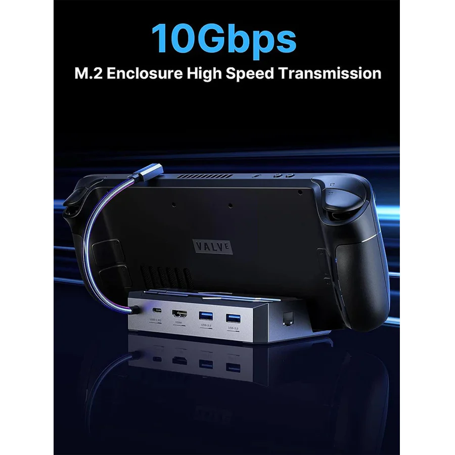 JSAUX USB-C 6-in-1 Docking Station with M.2 SSD Enclosure & 65W Charger Set for Steam Deck/ Steam Deck OLED/ ROG Ally/ Legion Go (Grey) (HB0604) - Image 5