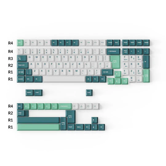 Keychron Cherry Profile Double Shot PBT Full Set Keycaps - White Mint (PBT-13) - Image 2