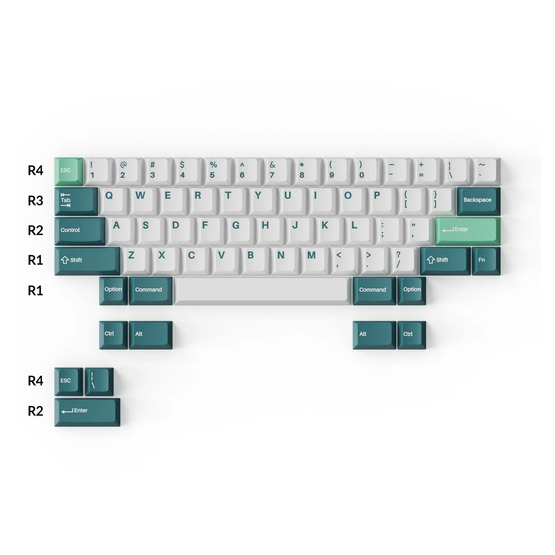 Keychron Cherry Profile Double Shot PBT Full Set Keycaps - White Mint (PBT-13) - Image 4